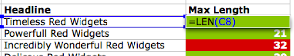 Headline Conditional Formatting