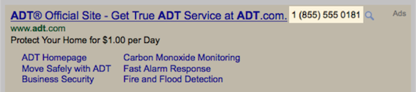 Call Tracking numbers in Google AdWords ads