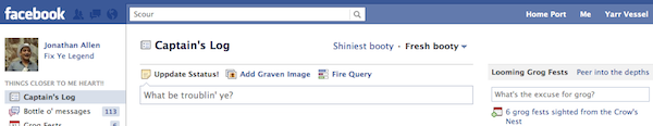 Facebook in Pirate Lingo