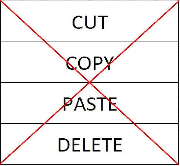 Cut Copy Paste Delete