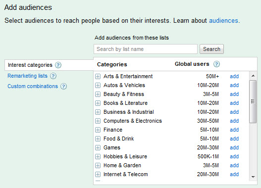 AdWords Add Audiences