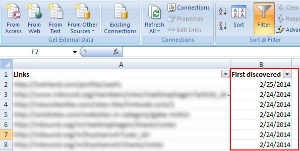 Links First Discovered
