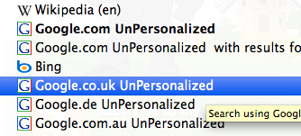 Unpersonalized Search Plug-in