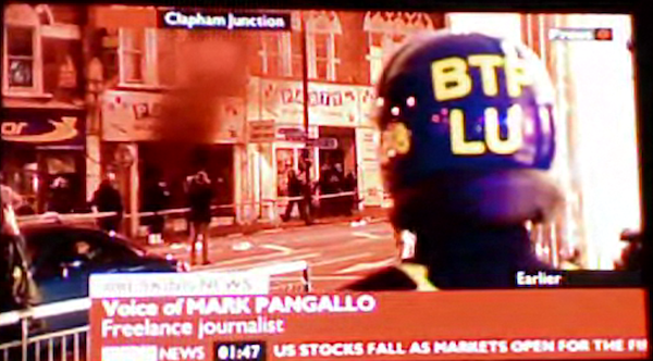 Skype Screencap of BBC News Coverage of Riots in London