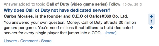 Call of Duty CEO on Quora