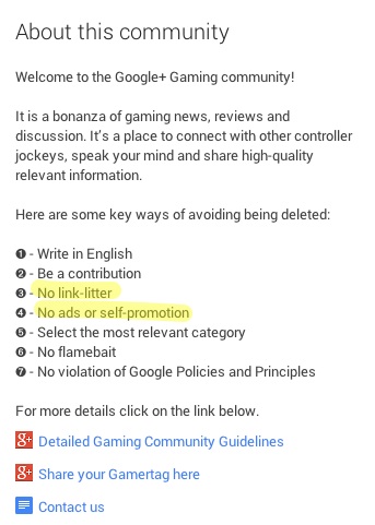 Google Plus Gaming Community