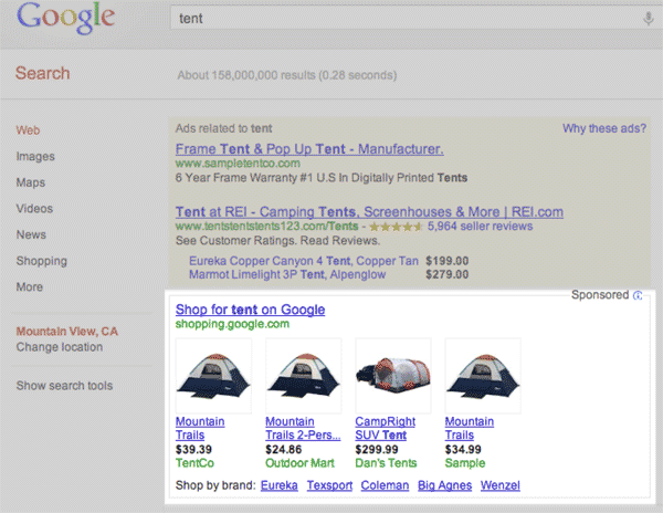 Tent Product Listing Ads