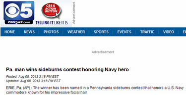 Mans Wins Sideburns Contest Honoring Navy Hero Mans Wins Sideburns Contest Honoring Navy Hero