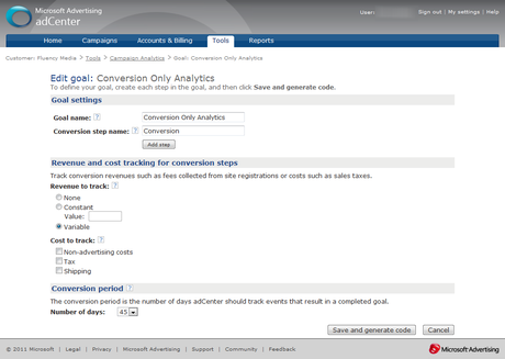 adCenter Conversion Tracking