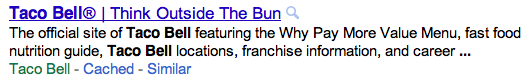 Google Taco Bell no URL