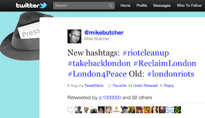 Mike Butcher Tweets New Hashtags to Follow UK Riots