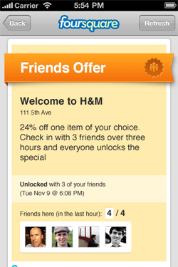 foursquare friends offer