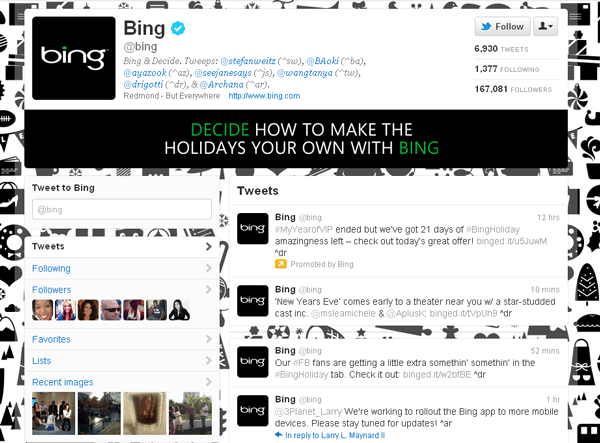 Bing Enhanced Twitter Profile