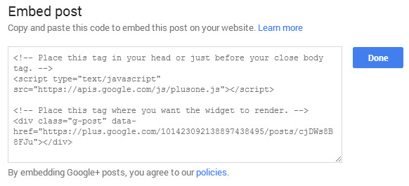 Google Plus Embed Code Google Plus Embed Code