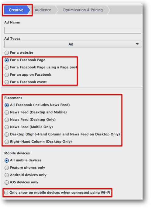 Facebook Control Ad Placement