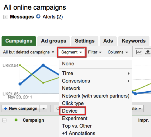How to segment by device on adwords
