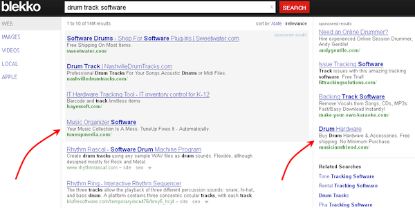 blekko-sponsored-results