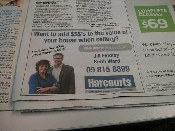 Harcourts Online Ad in Newspaper