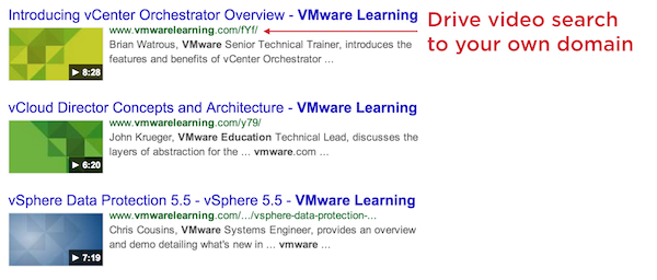 Drive video search to your own domain