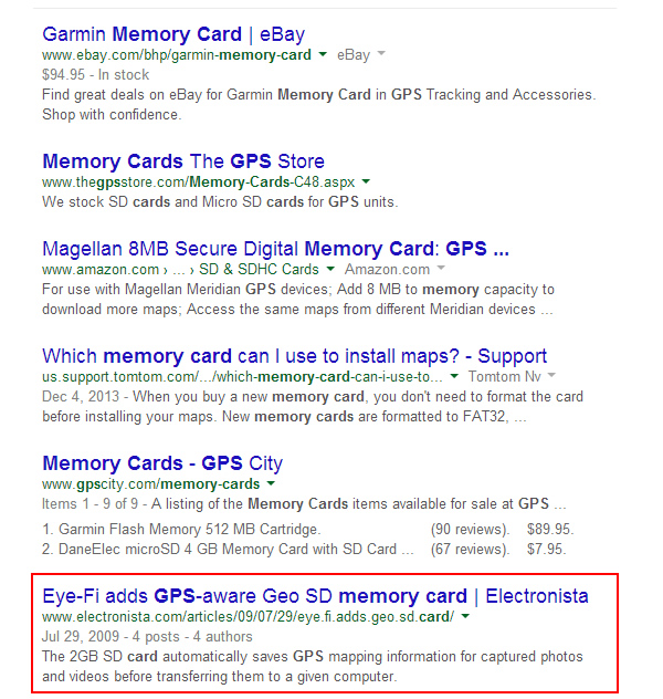 GPS Memory Card Desktop Search Results
