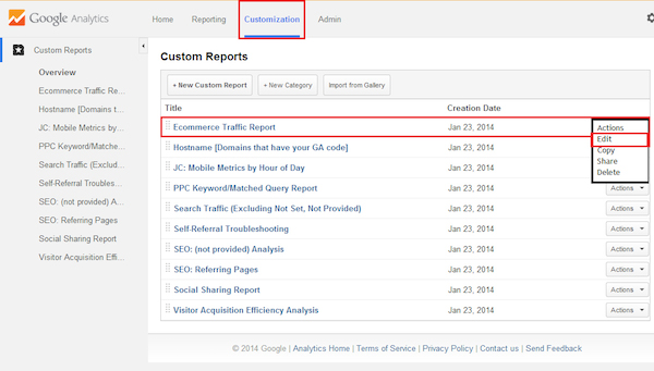 Edit Custom Report Edit Custom Report