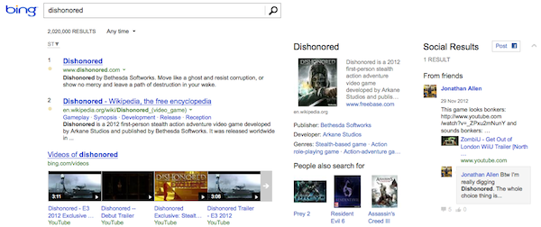 Bing social results Bing social results
